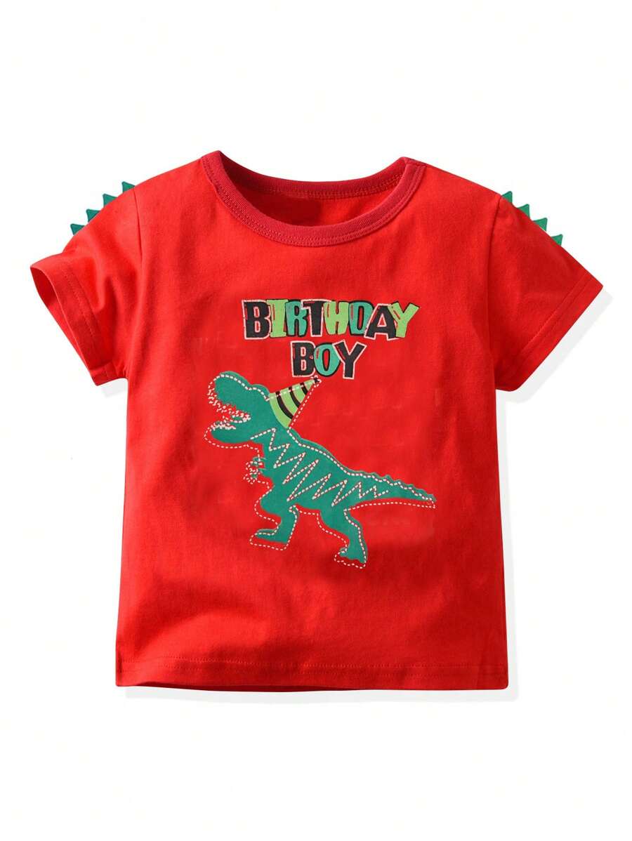 Young Boy Dinosaur & Letter Graphic Tee