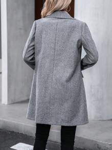 SHEIN Unity Lapel Neck Flap Detail Overcoat - Grey - View 2