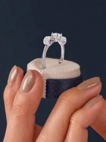 1入組莫桑鑽綁結蝴蝶結訂婚戒指婚戒適合女士S925純銀優雅定情戒指永恆圓環週年紀念日圓環情人節奢華女士們首飾類禮物 - 銀色 - 查看 8