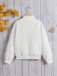 SHEIN Tween Girl 1pc Zip Up Bomber Jacket - White - View 2