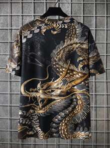 Manfinity LEGND 男士大码龍印花T恤 - 彩色 - 查看 2