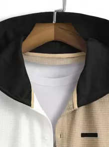 Manfinity Homme Men Colorblock Button Front Hooded Shacket - Çok renkli - Görünüm 4