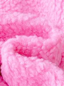 SHEIN Cô Gái Trẻ Thêu Khẩu hiệu Sọc trang trí Áo Teddy Jackets - Hồng - Xem 8