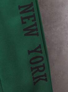 SHEIN 男小童字母圖案衛衣和衛褲 - 黑色 - 查看 4