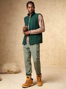 In My Nature Chaqueta Tipo Chaleco Para Exteriores Con Cierre De Cremallera De Color Liso Para Hombre - Neblina azul - Ver 3