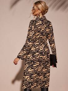 SHEIN LUNE 斑馬紋腰帶外套 - 彩色 - 查看 2