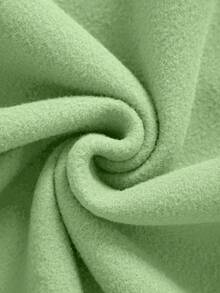 SHEIN EZwear 字母圖案加絨內裏運動衫 - 綠色 - 查看 4