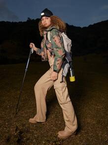 In My Nature Cazadora con estampado con bolsillo con solapa con cremallera - Verde militar - Ver 11