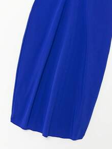 SHEIN Swim Solid Ruched Bust Puff Sleeve Dress - Royal Blue - View 6