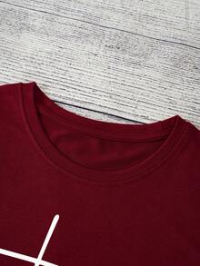 SHEIN EZwear Top tank con estampado de letra - Burdeos - Ver 5