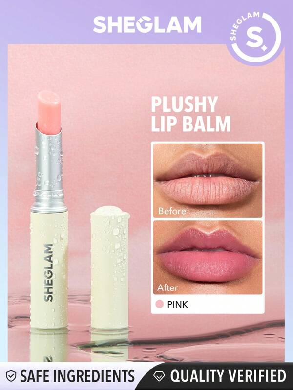 SHEGLAM Plushy Lip Balm02 Pink Natural Gloss Hydrating Tinted Lip Care