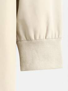 Manfinity Homme 男士寬鬆款字母圖案拉鍊閉合帶束帽風衣（不含襯衫） - 杏色 - 查看 4