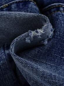 SHEIN Young Boy Ripped Frayed Bleach Wash Jeans