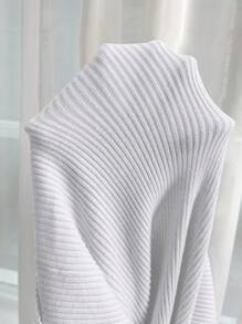 EMERY ROSE Solid Ribbed Knit V Neck Sweater,Long Sleeve Tops Knit Pullover Fall Winter Sweater - White - View 4