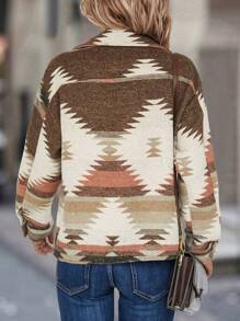 EMERY ROSE Geo Print Button Front Jacket - Multicolor - View 2