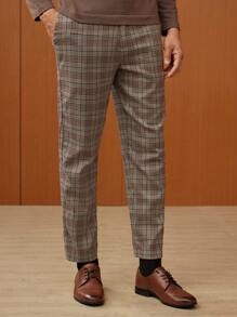 Manfinity VCAY Men Plaid Print Slant Pocket Suit Pants - Multicolor - View 4