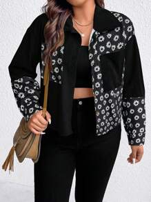 SHEIN LUNE 女裝大尺碼花卉印花外套 - 彩色 - 查看 3