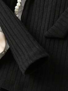 SHEIN 女大童字母刺繡荷葉邊腰帶T恤和緊身褲 - 黑色 - 查看 5