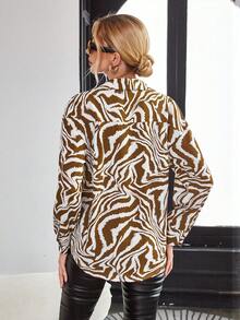 SHEIN Clasi 斑馬條紋前紐扣襯衫 - 彩色 - 查看 2