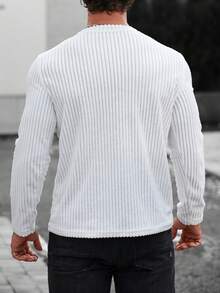 Manfinity Homme Nam In sọc Vá Túi Áo thun - trắng - Xem 2