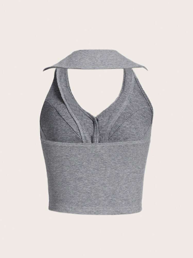 Button Front Halter Top