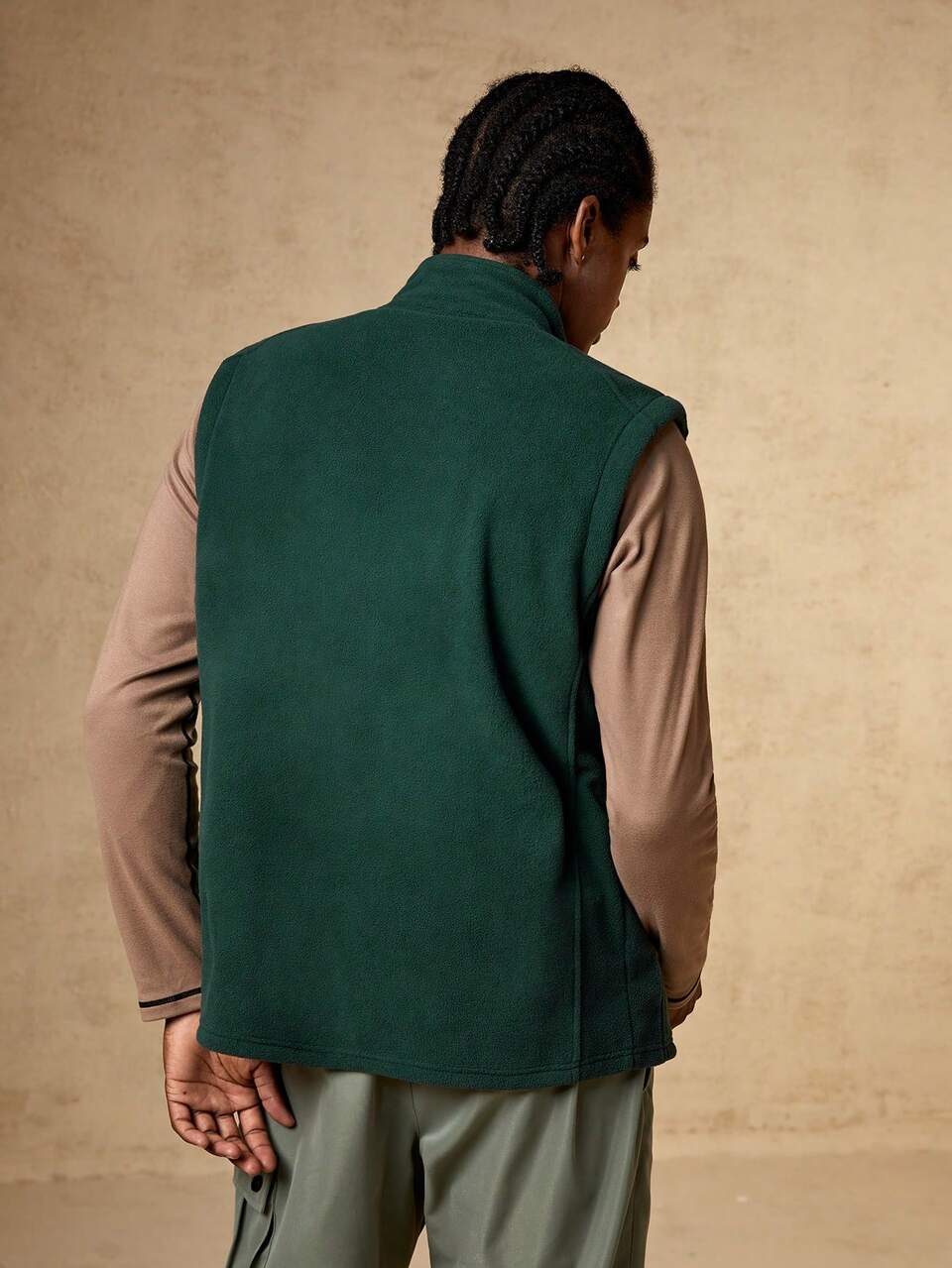 Men's Solid Color Zipper Closure Outdoor Vest Jacket