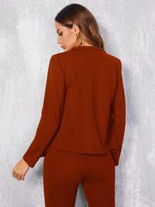 BizChic 素色缺口V領西裝外套工作服 - 鏽棕色 - 查看 2