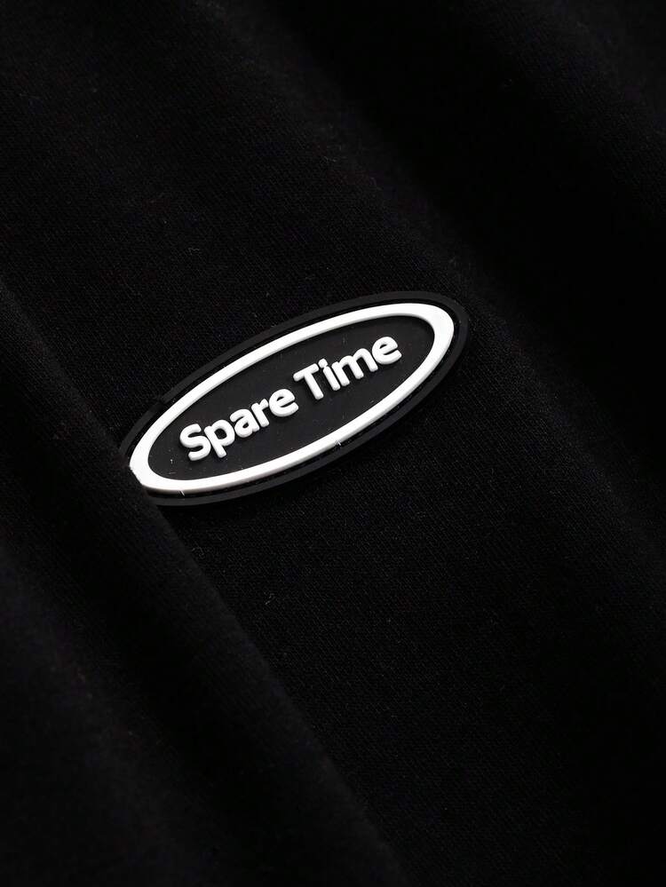 FRIFUL 字母拼布插肩袖连衣裙，秋装 - 黑色 - 查看 3