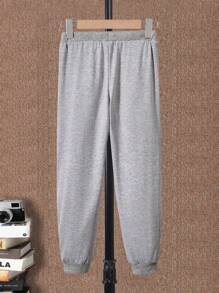 男大童小熊印花腰部抽繩衛褲 - 淺灰色 - 查看 2