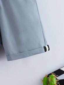 SHEIN Quần short bé trai Nút màu trơn Giải trí - Màu xanh nhạt - Xem 4