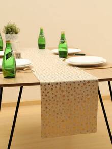 SHEIN Basic living 1條桌布條,星星熱壓花紋,尺寸為78.7×11英寸,宴會裝飾用的布條,金色生日派對裝飾用品,適用於婚禮生日派對 - 彩色 - 查看 7