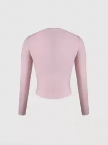 GENKIRA Solid Cut Out Tee Fall Cloth For Women - Pink - View 2