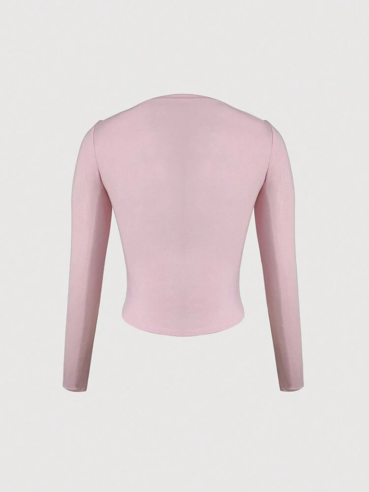 Solid Cut Out Tee Fall Cloth For Women