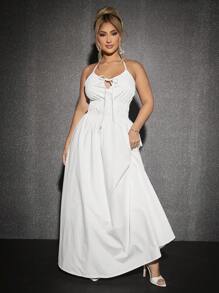 SHEIN SXY Kleid mit Band vorne, Neckholder, rückenfrei - Weiss - Übersicht 1