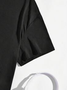 Áo thun ngắn tay thường ngày có in chữ cho nữ tuổi teen, thích hợp cho mùa hè, mặt sau quần áo - màu đen - Xem 3