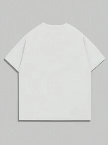 ROMWE MEN Grunge Punk Men Skeleton & Slogan Graphic Tee For Halloween, School - White - View 2