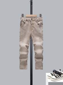 Young Boy Slant Pocket Jeans - Khaki - View 1
