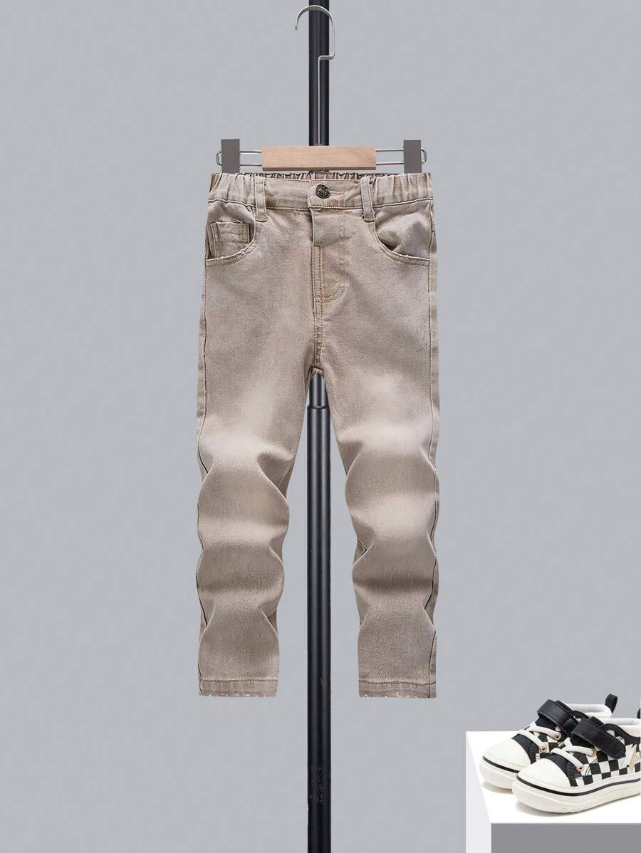 Young Boy Slant Pocket Jeans - Khaki - View 1