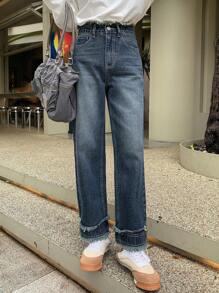 DAZY Cao eo Xén Thô Quần legging thẳng - Màu xanh lam - Xem 8