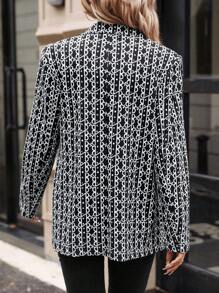 SHEIN Clasi Allover Print Double Breasted Blazer