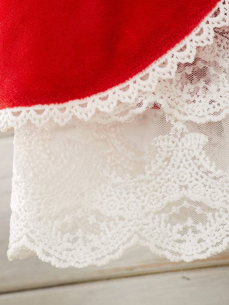 Young Girl Contrast Lace Bow Front Dress