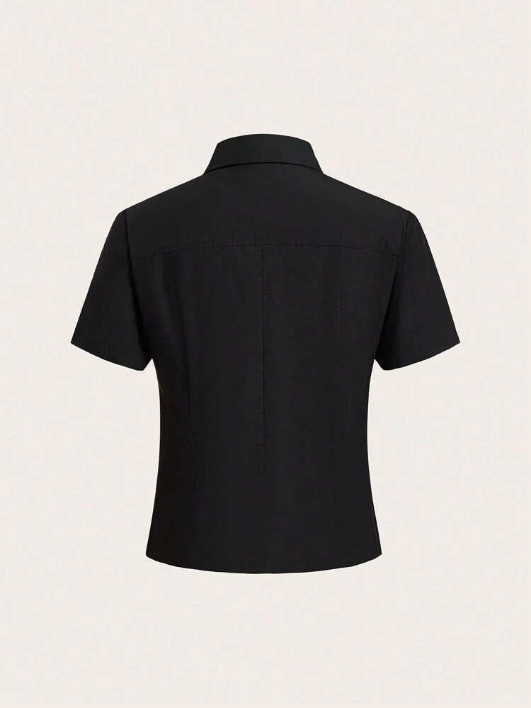 Letter Graphic Zip Detail Shirt