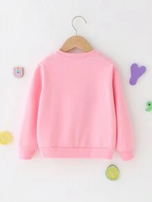 SHEIN 年輕女孩們卡通圖案運動衫 - 粉色 - 查看 2