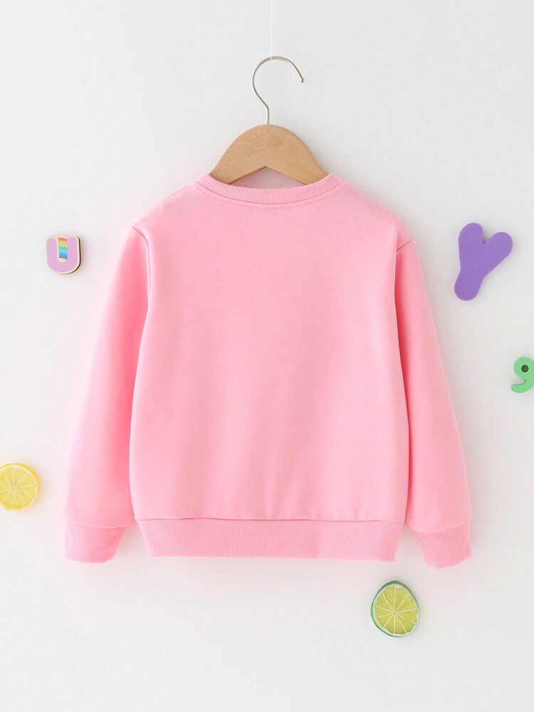 SHEIN 年輕女孩們卡通圖案運動衫 - 粉色 - 查看 2