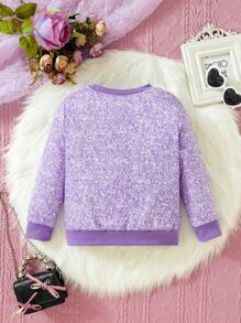 SHEIN Cô Gái Trẻ Đồ họa Hình Áo nỉ - Màu tím - Xem 2