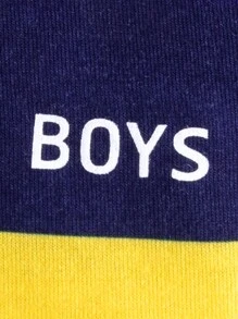 SHEIN Young Boys' College Style Slogan Long Sleeve Polo Shirt, Casual Top - Multicolor - View 4