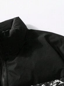 Manfinity EMRG 男式超大图案印花拉链夹棉大衣 - 彩色 - 查看 4