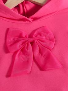 SHEIN 女小童前蝴蝶結連帽衫和緊身褲