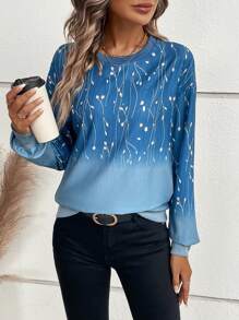 SHEIN LUNE Floral Print Drop Shoulder Sweatshirt - Multicolor - View 3