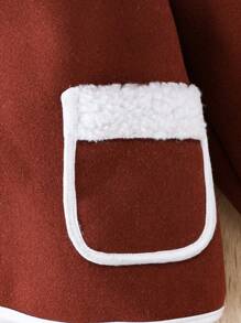 SHEIN Young Boy Dual Pocket Teddy Lined Hooded Duffle Overcoat